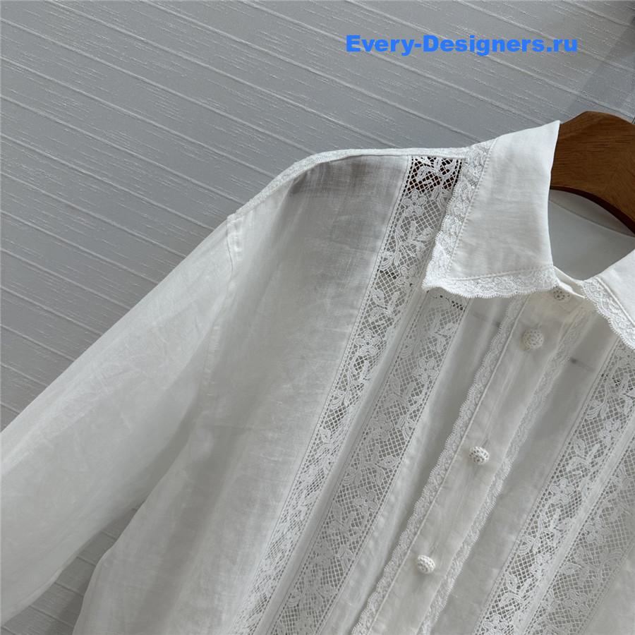 Zimm Lace-Trimmed Linen Shirt