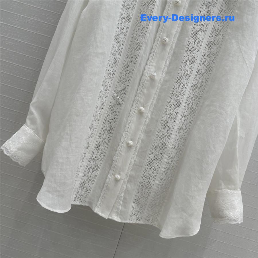 Zimm Lace-Trimmed Linen Shirt