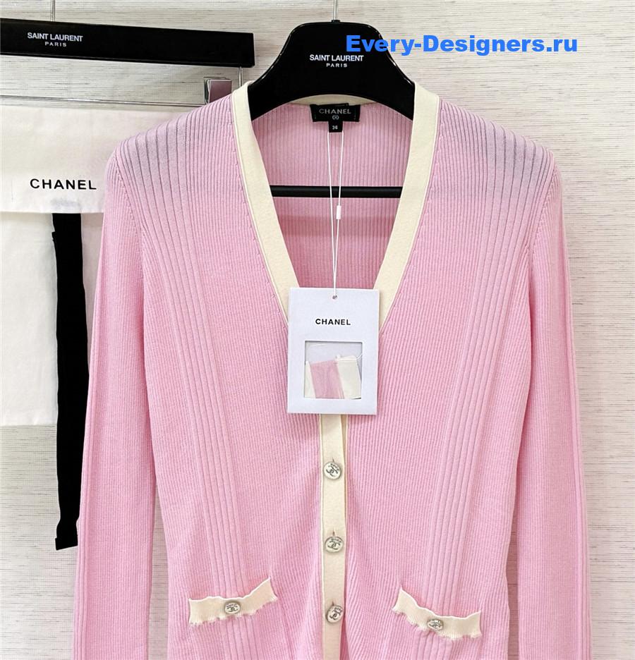 Ch**el pink rhinestone cardigan