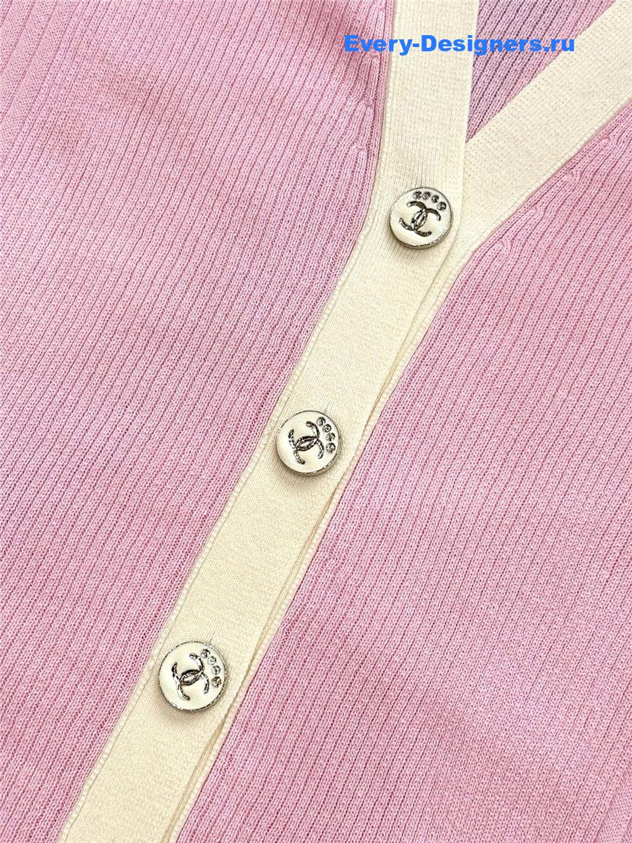 Ch**el pink rhinestone cardigan
