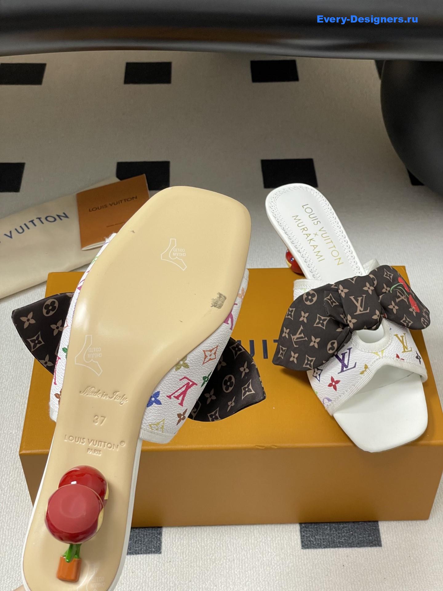LV x Murakami White Cherie Mules