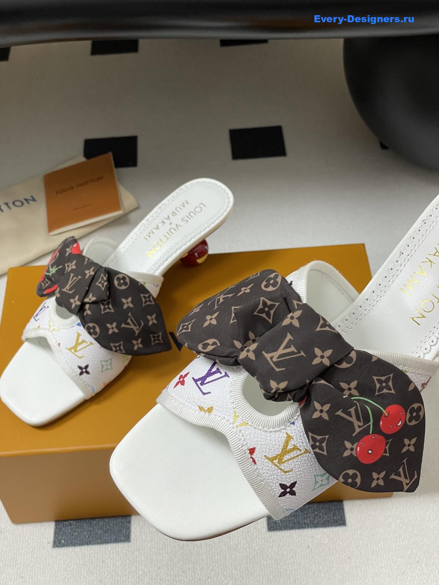 LV x Murakami White Cherie Mules