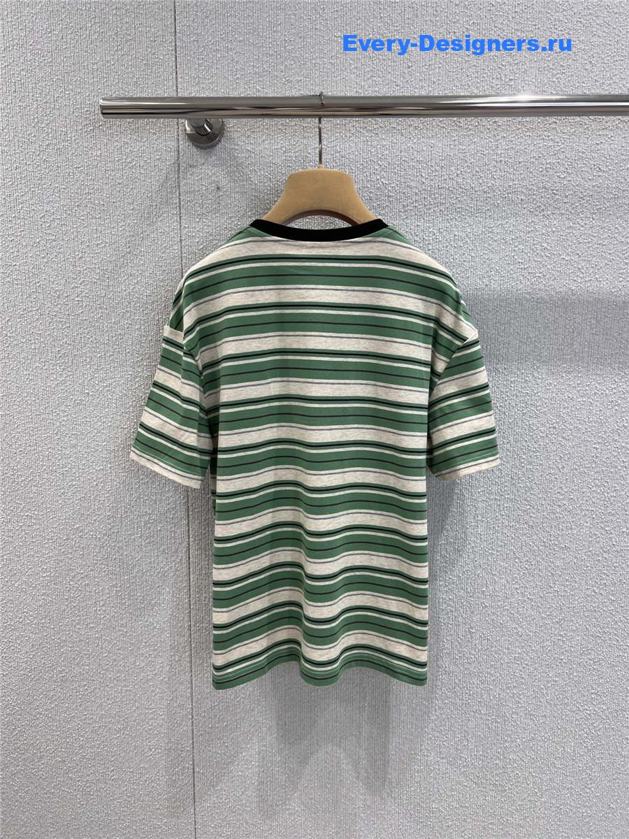 Miu Miu Green/White/Light Blue Jersey T-Shirt
