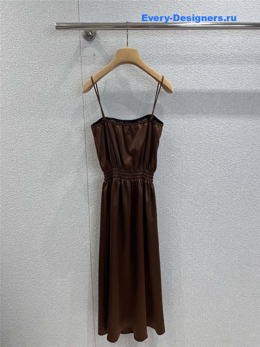 Miu Miu Cocoa Brown Long Satin Dress