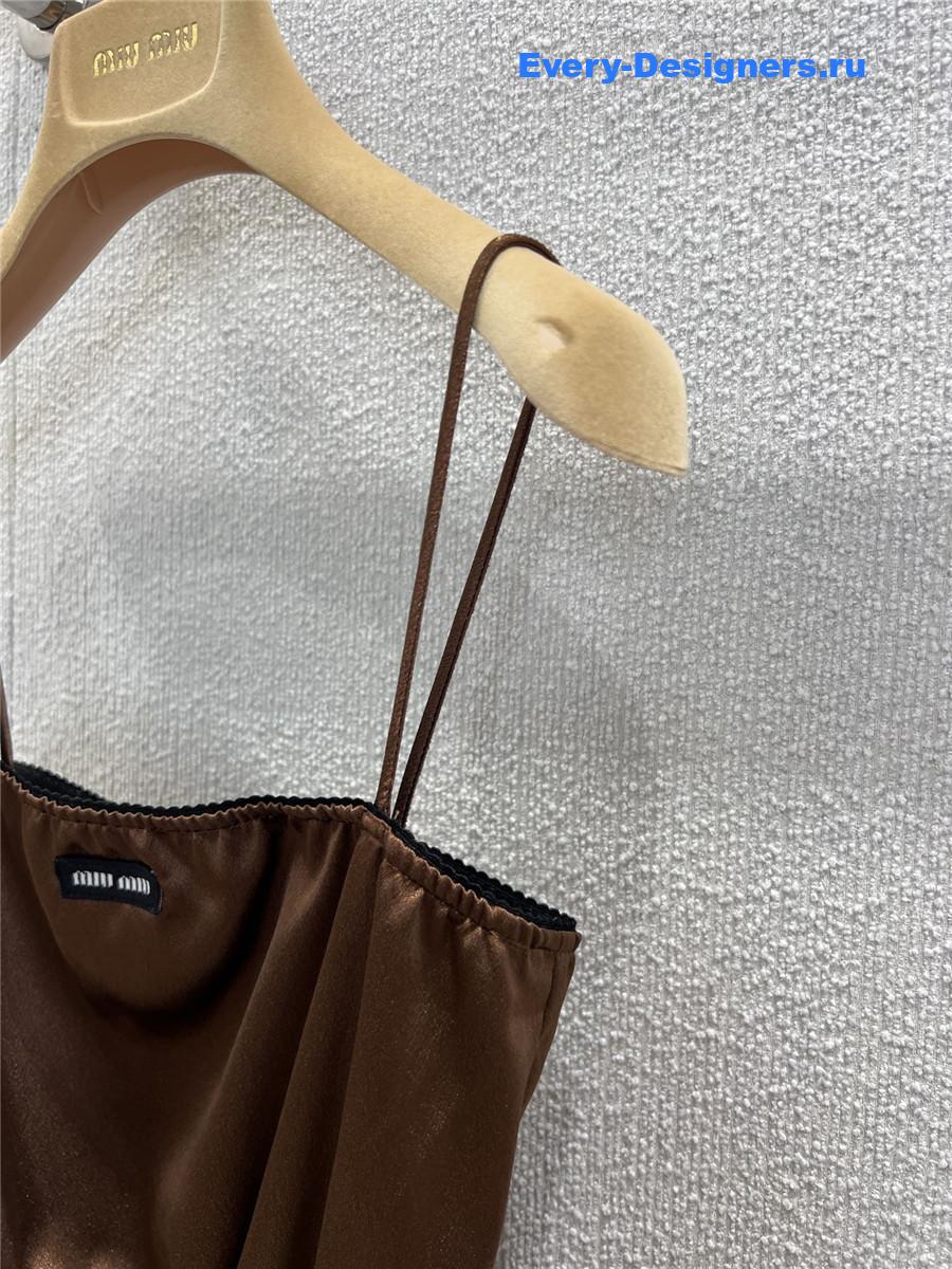 Miu Miu Cocoa Brown Long Satin Dress