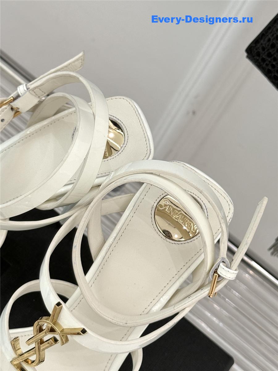 Sa1nt Lau*nt white cassandra wedges