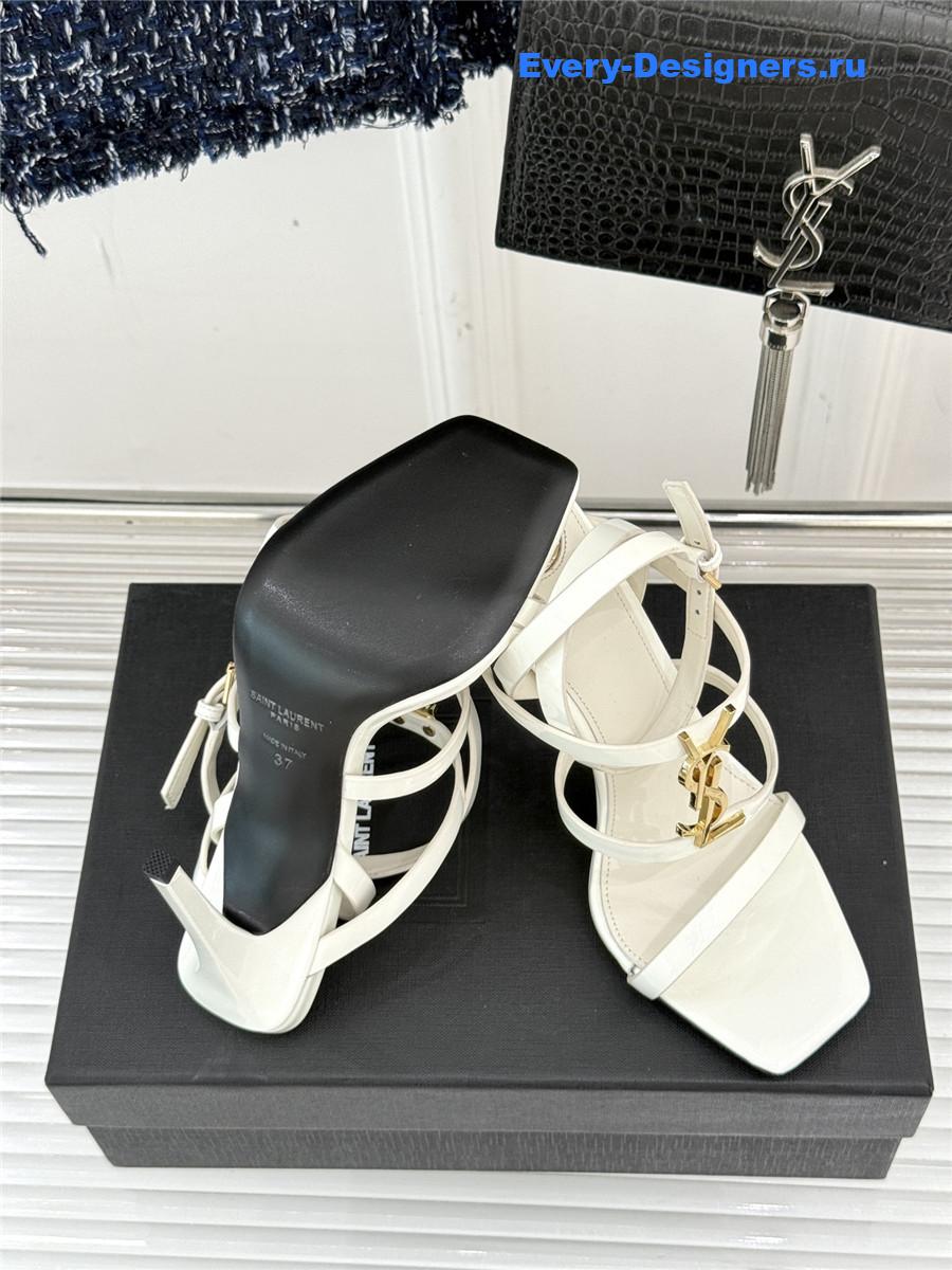 Sa1nt Lau*nt white cassandra wedges