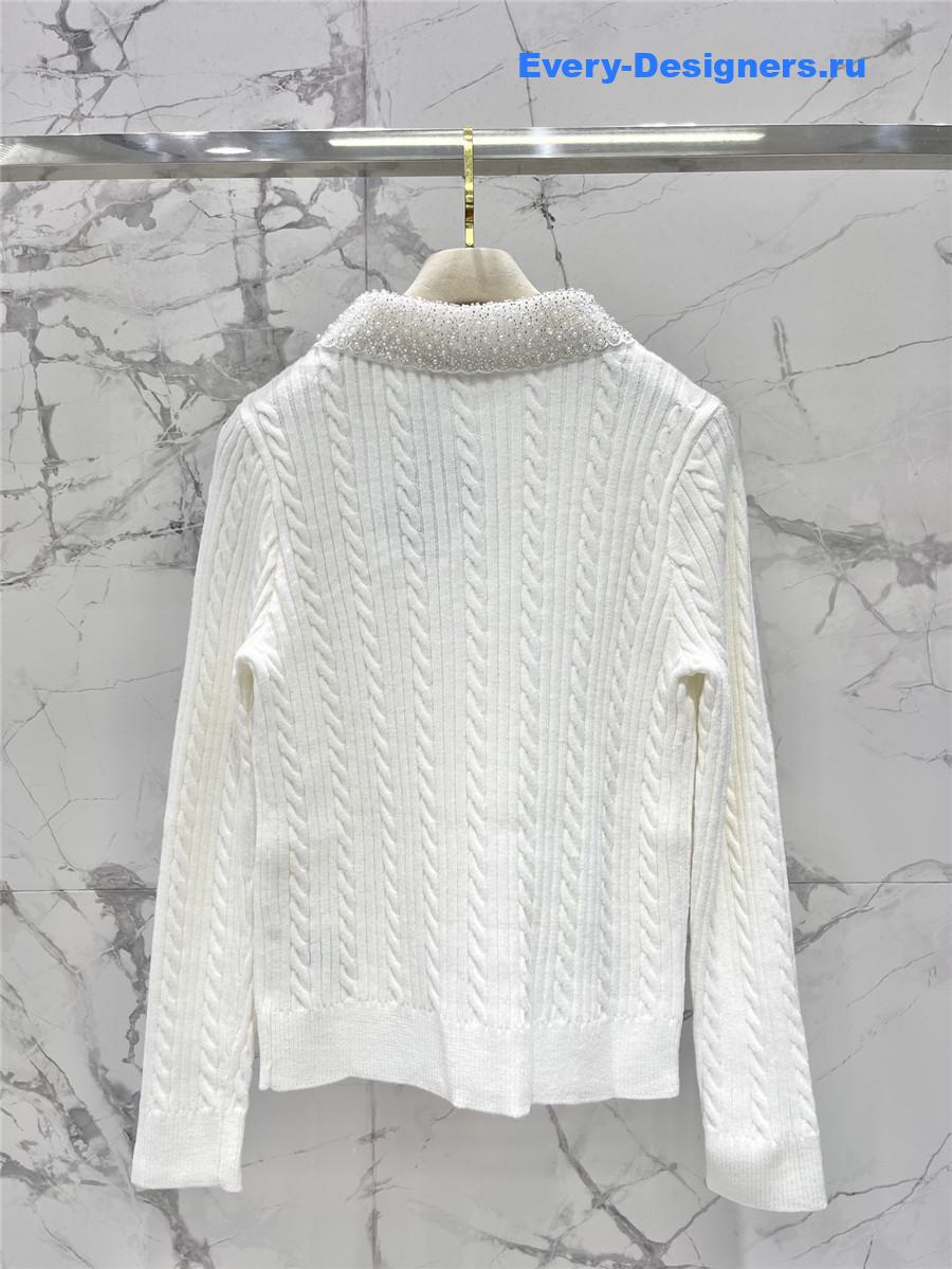 Miu Miu White Beaded Cardigan