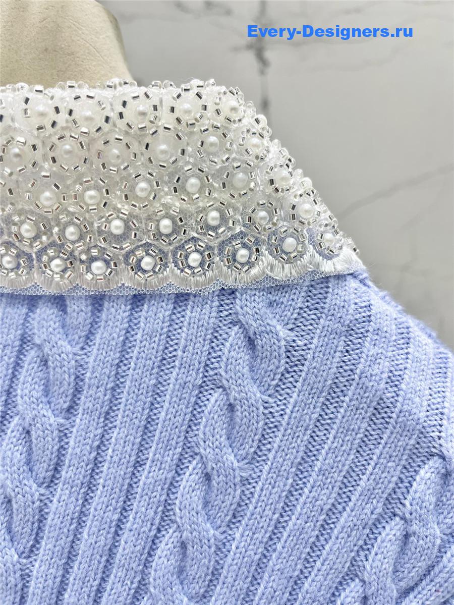 Miu Miu Light Blue Beaded Cardigan