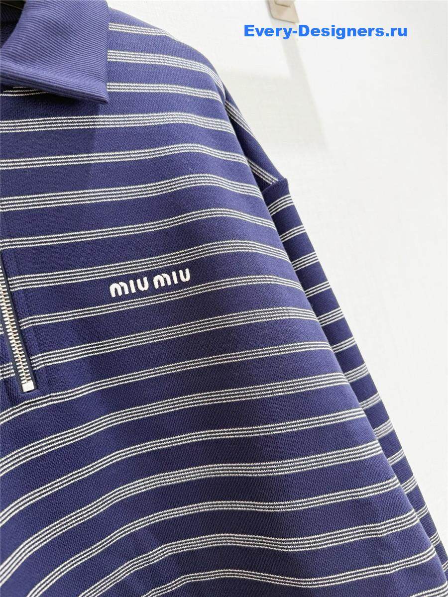 Miu Miu Blue/White Striped Polo