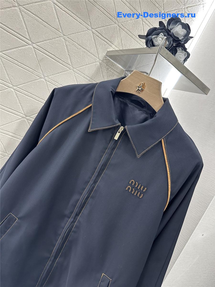 Miu Miu Dark Blue Outline Coat