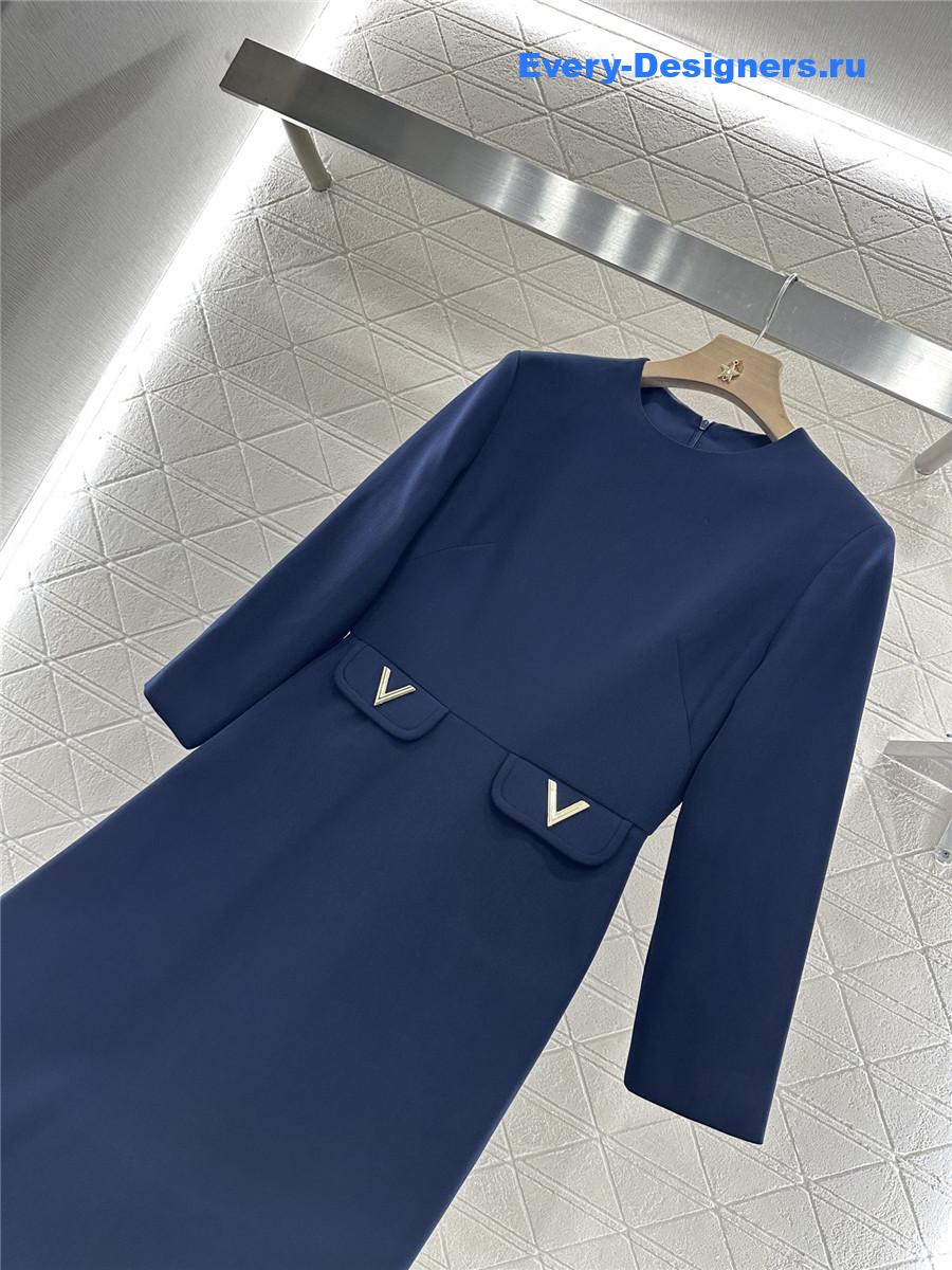 Va1e*ntin0 blue crepe couture midi dress