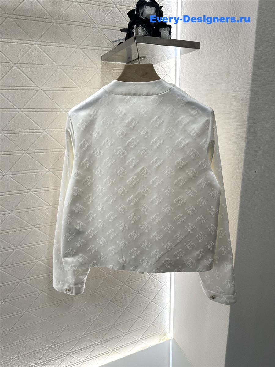 Ch**el white cc jacquard jacket