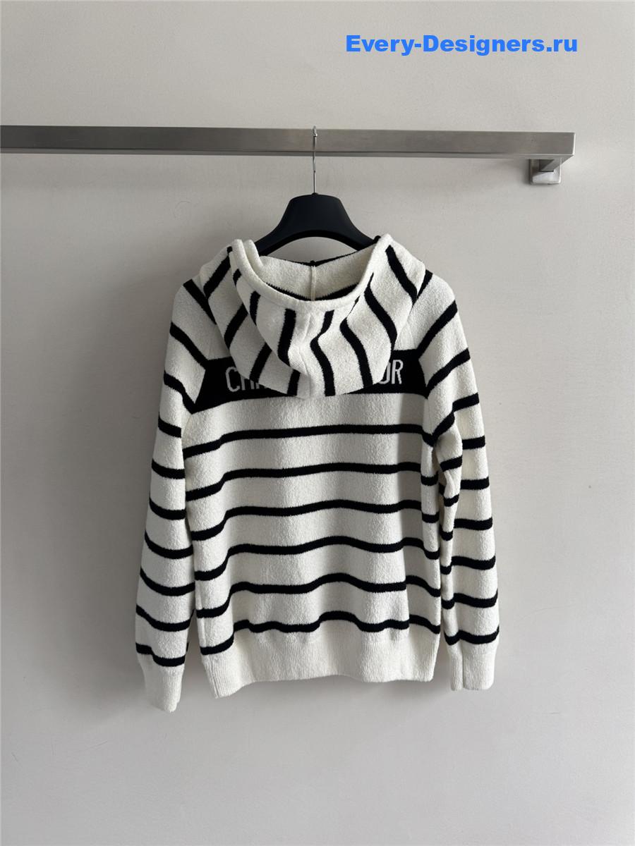 D10r navy & white d-stripe wool-silk knit sweater
