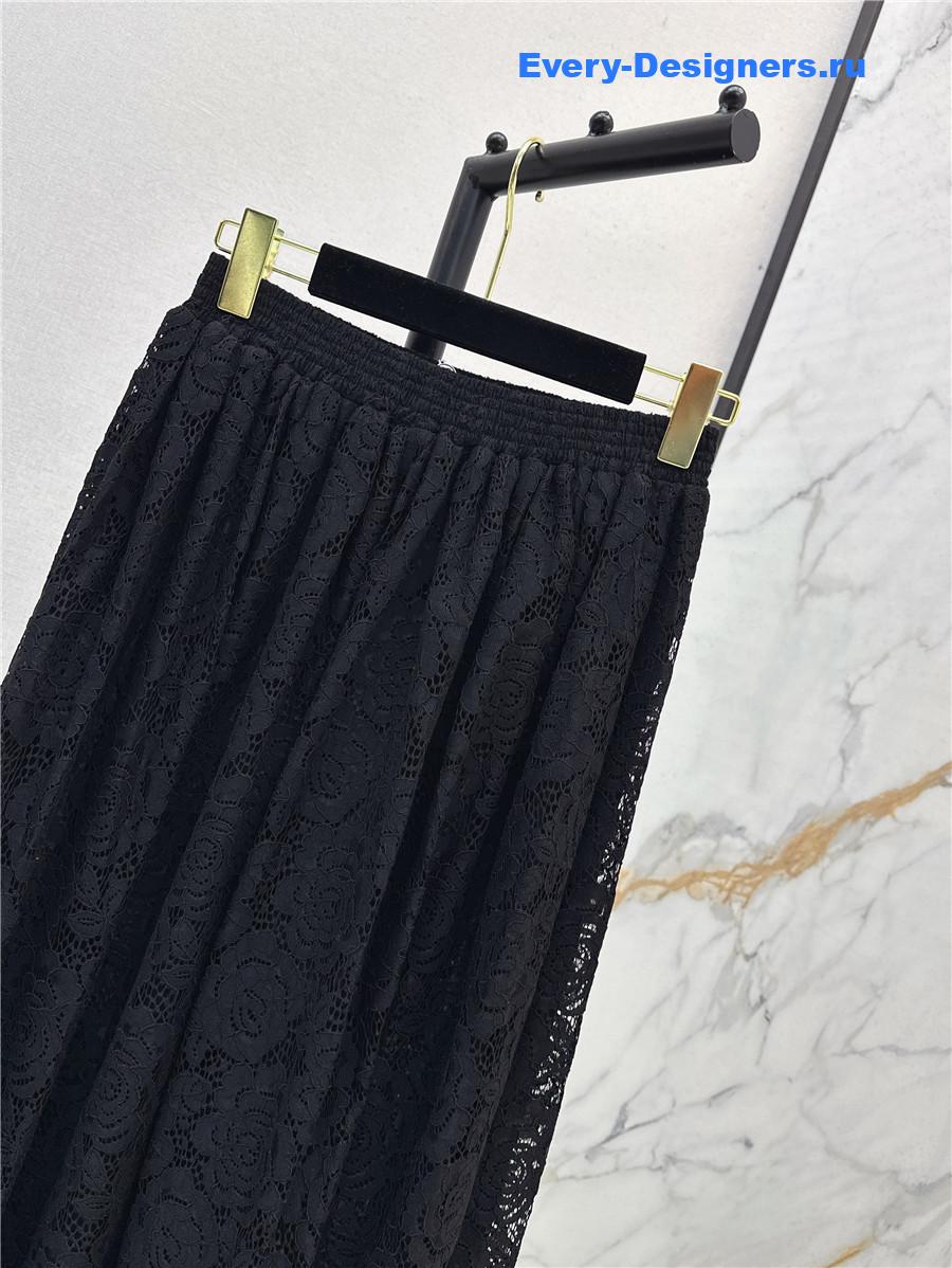 Ch**el black lace long skirt