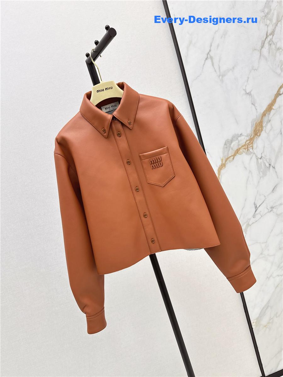 Miu Miu Maple Brown Leather Shirt