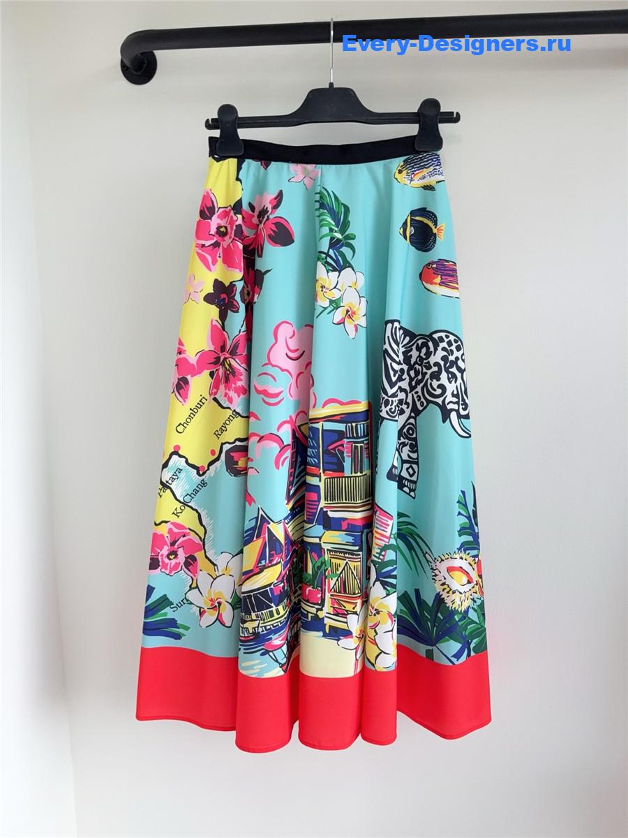 D10r souvenir mid-length flared skirt