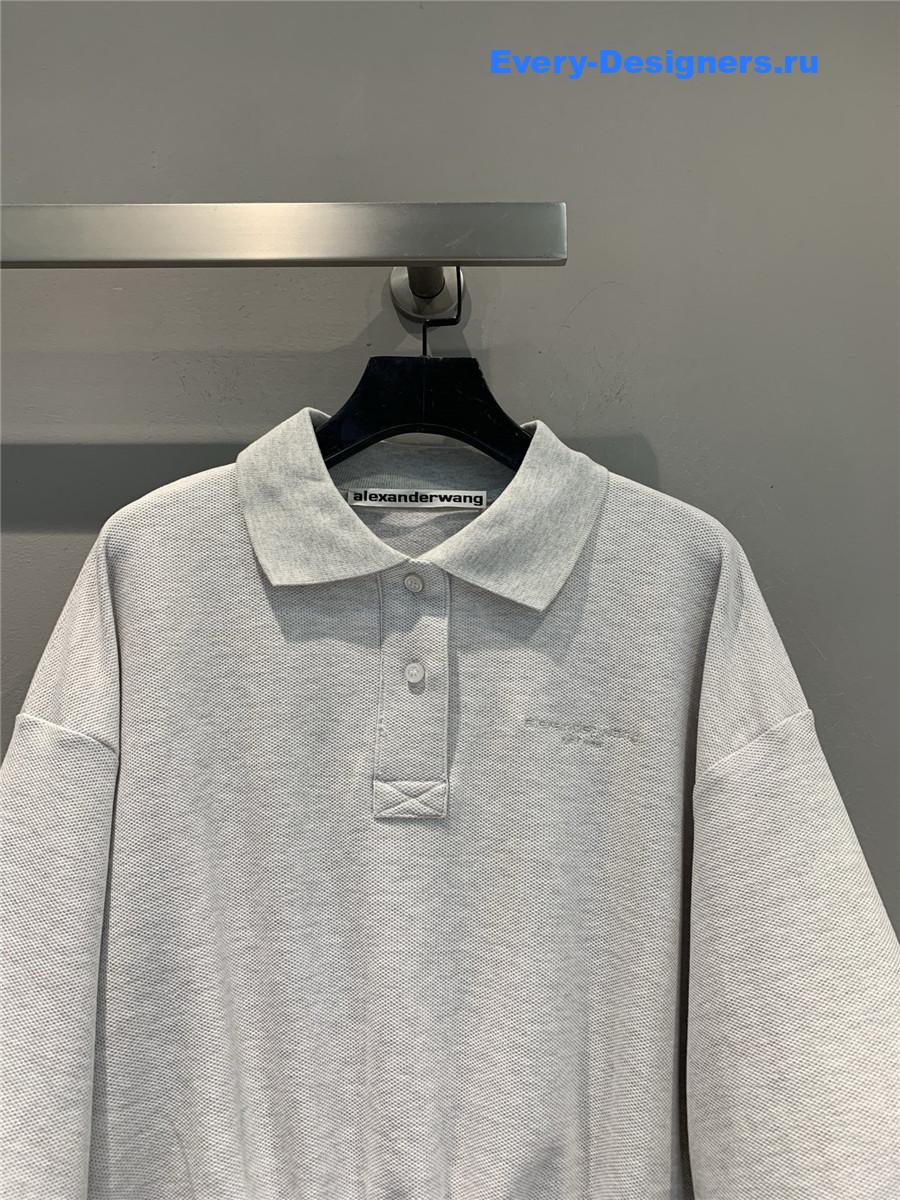 A1exa*der wang light grey striped polo