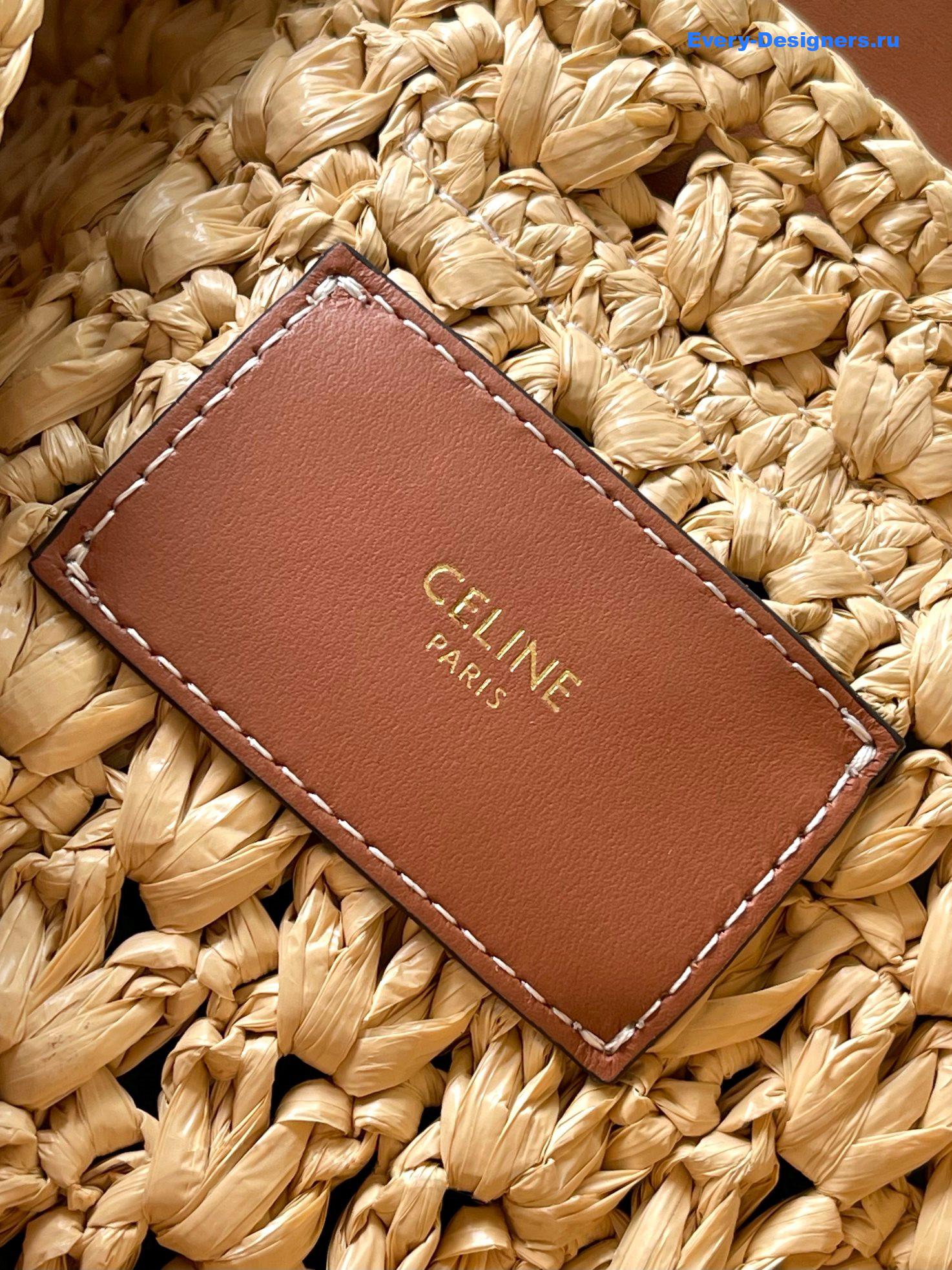 Ce1i*e cabas triangle in raffia and calfskin