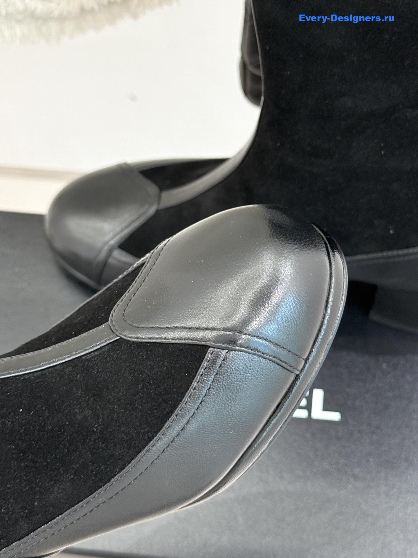 Ch**el black suede high boots