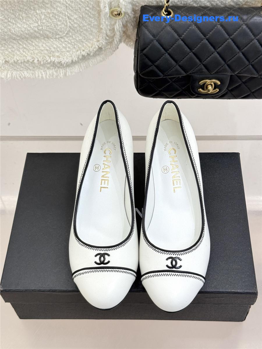 Ch**el white lambskin cc pumps