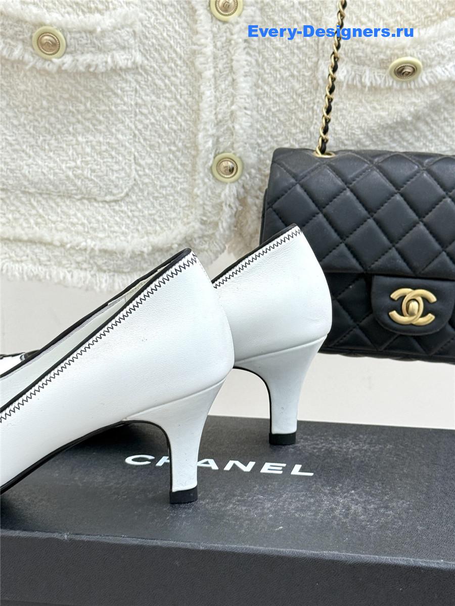 Ch**el white lambskin cc pumps