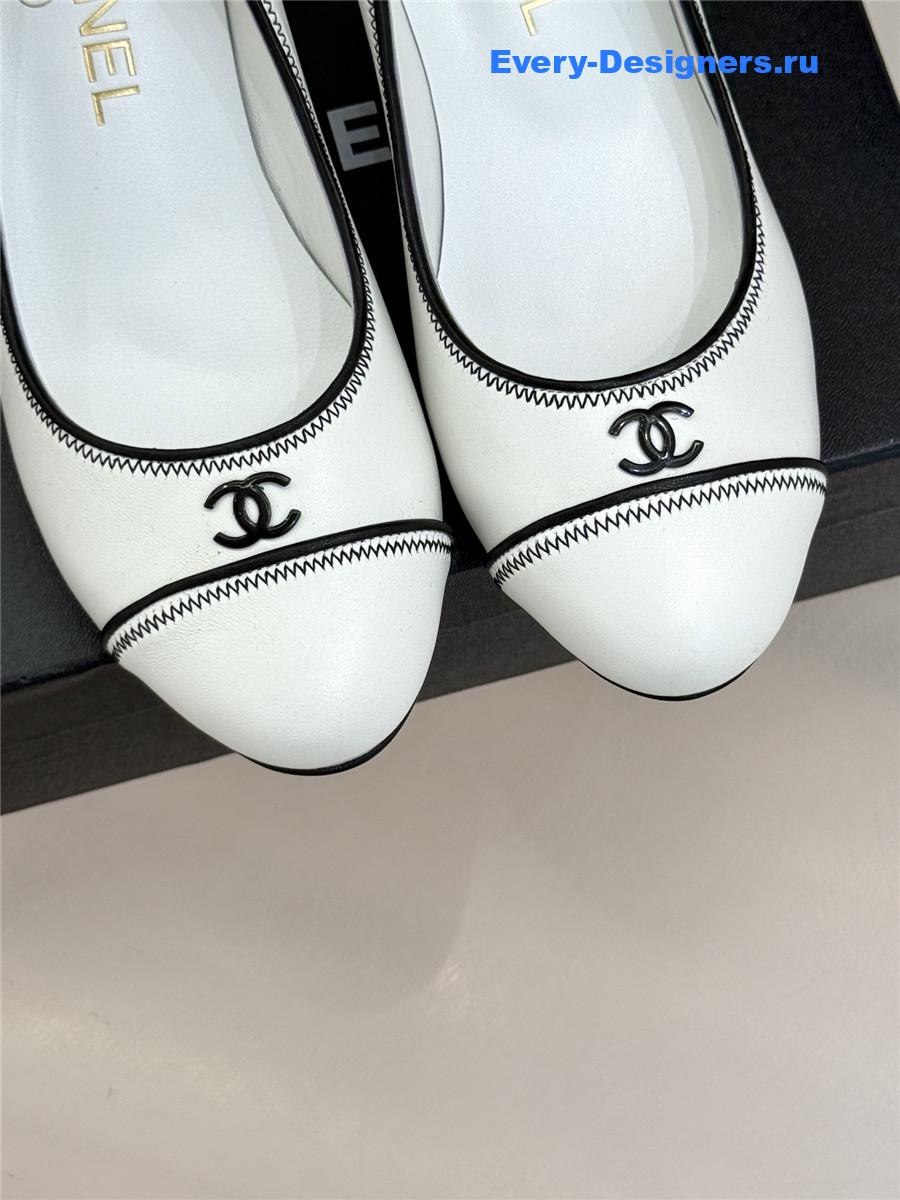 Ch**el white lambskin cc pumps