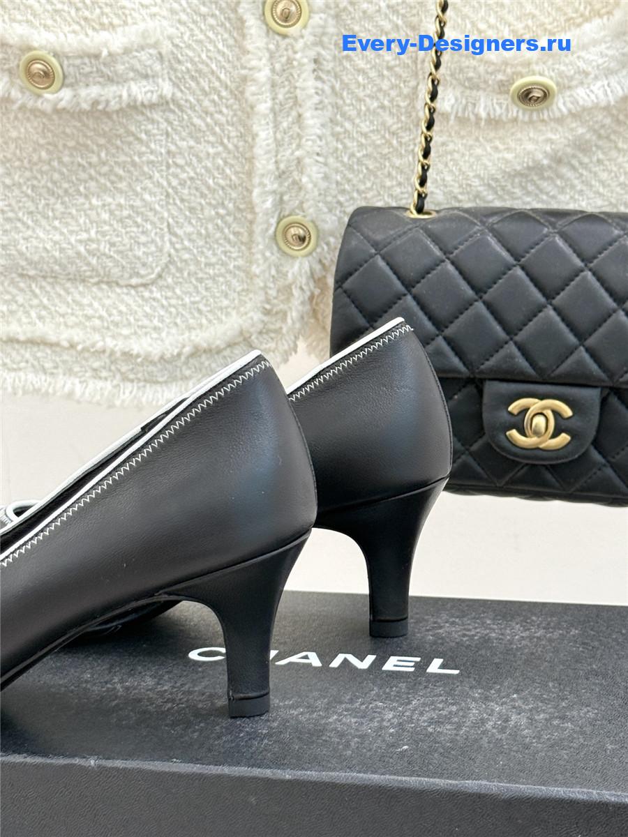 Ch**el black lambskin cc pumps