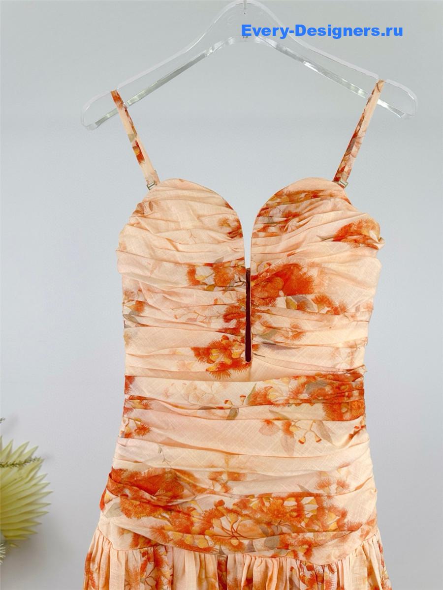 Zimme Strapless Floral Midi Dress