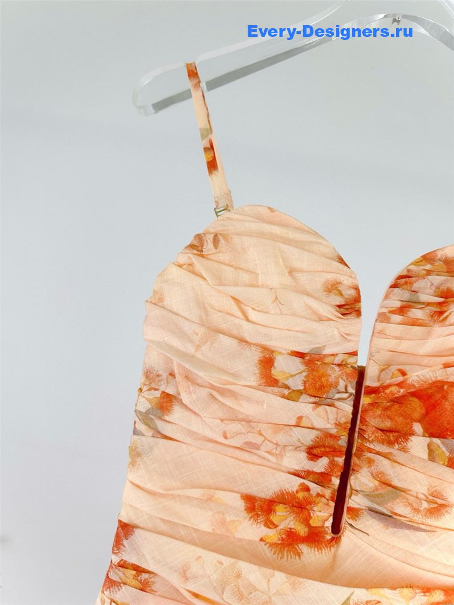 Zimme Strapless Floral Midi Dress