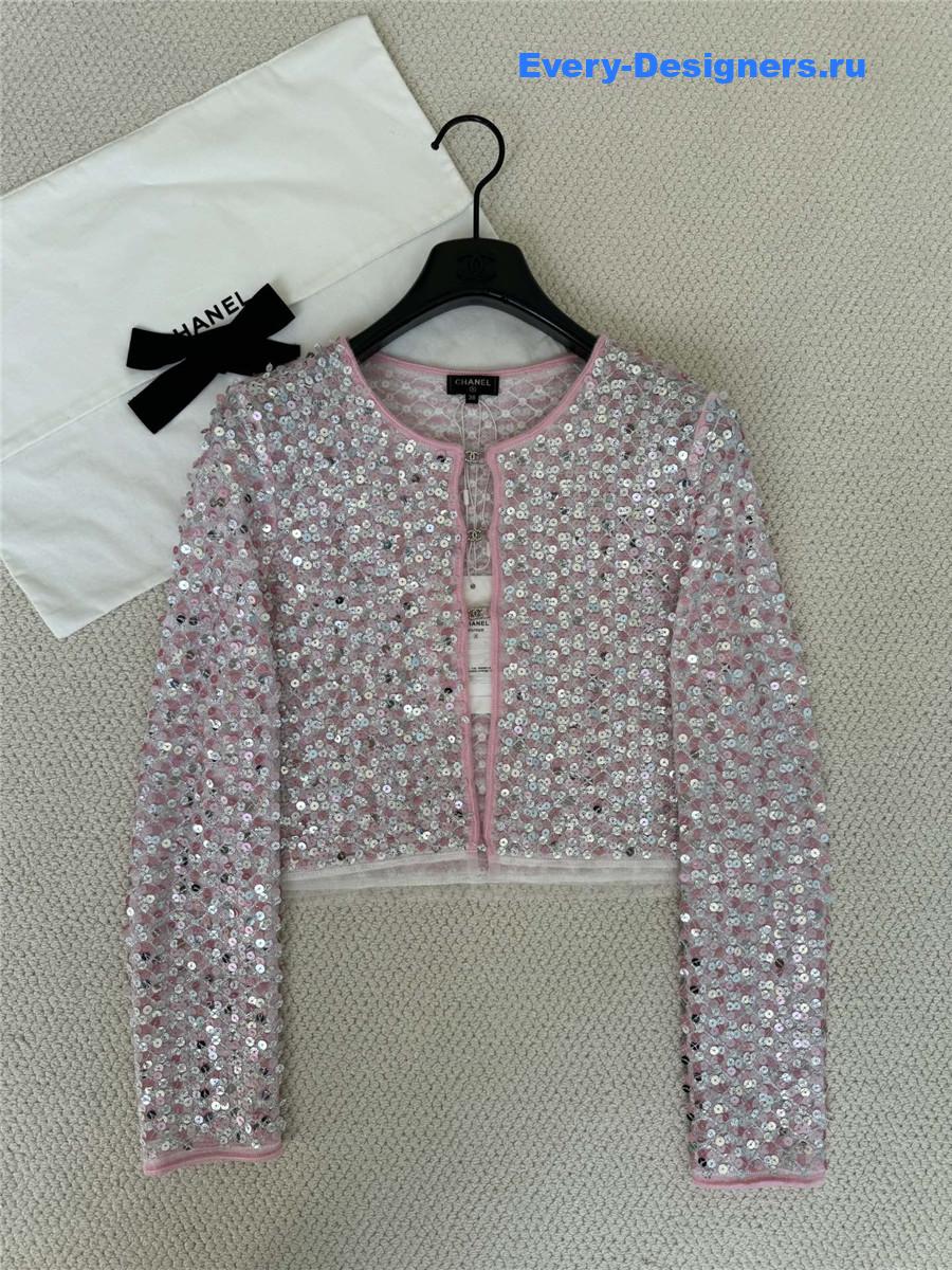 Ch**el cropped sequin cardigan