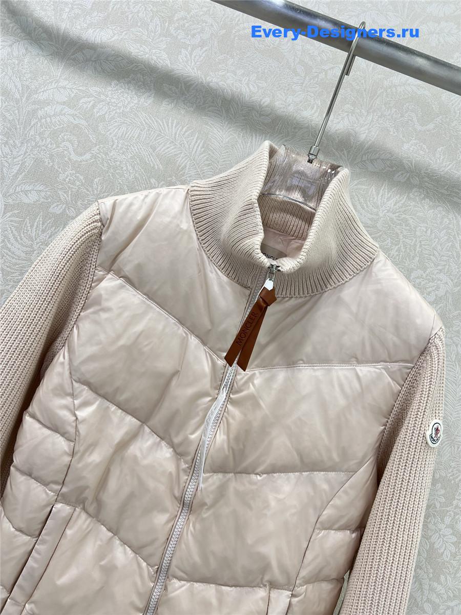 Moncler Pink Ribbed-Panel Jacket