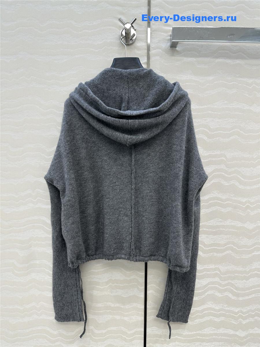 D10r gray hooded zipped cardigan