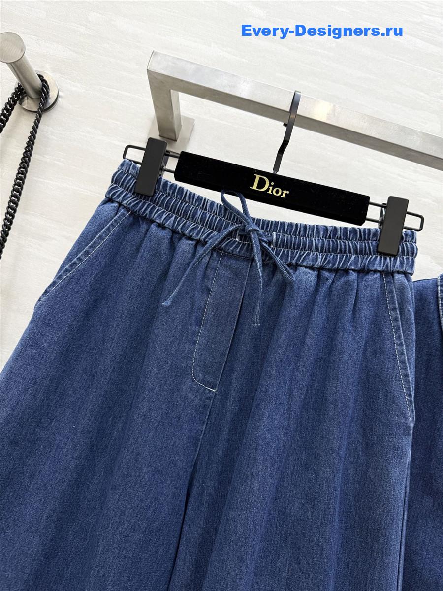 L0ew* denim shirt wide-leg pants suit