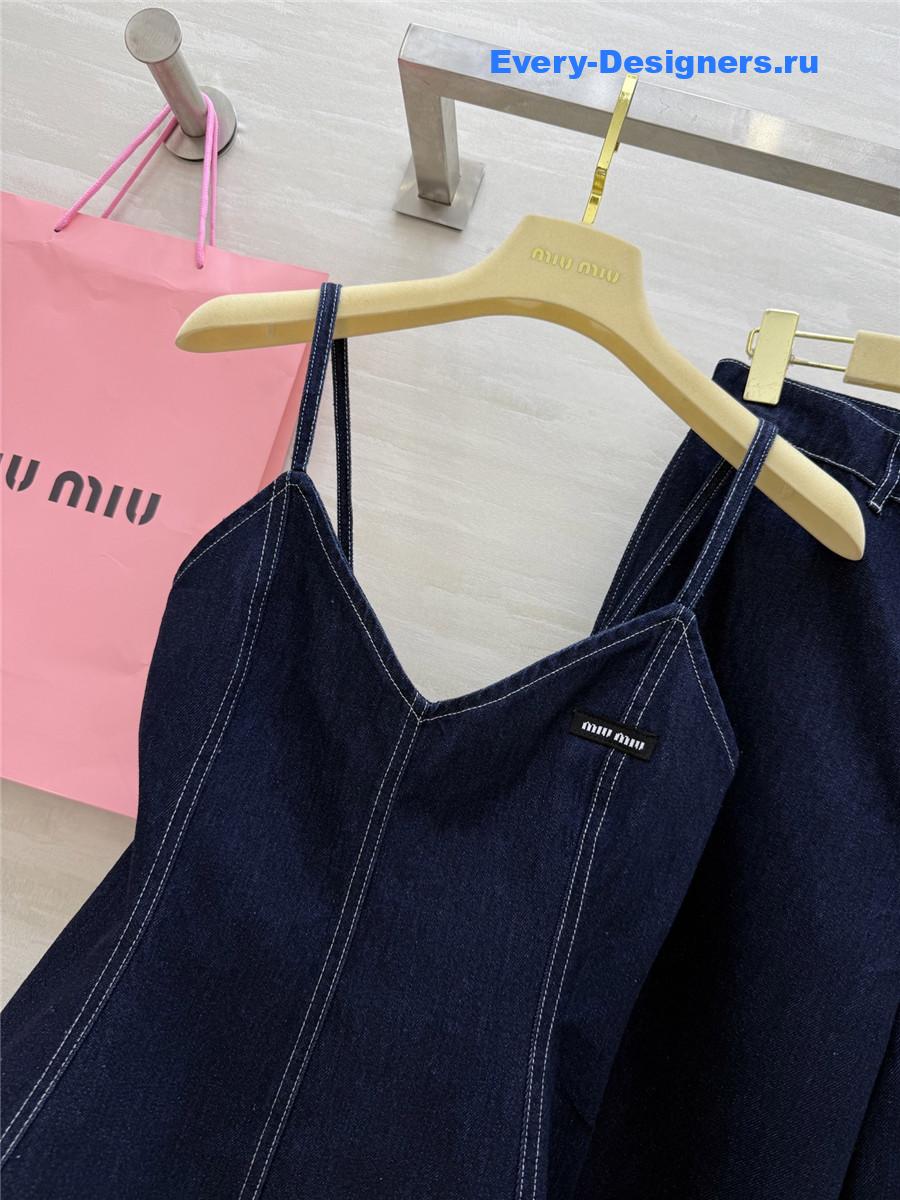 Miu Miu Denim Suspenders Jeans Set
