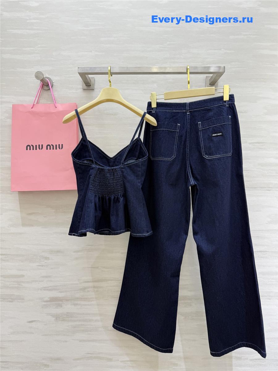 Miu Miu Denim Suspenders Jeans Set