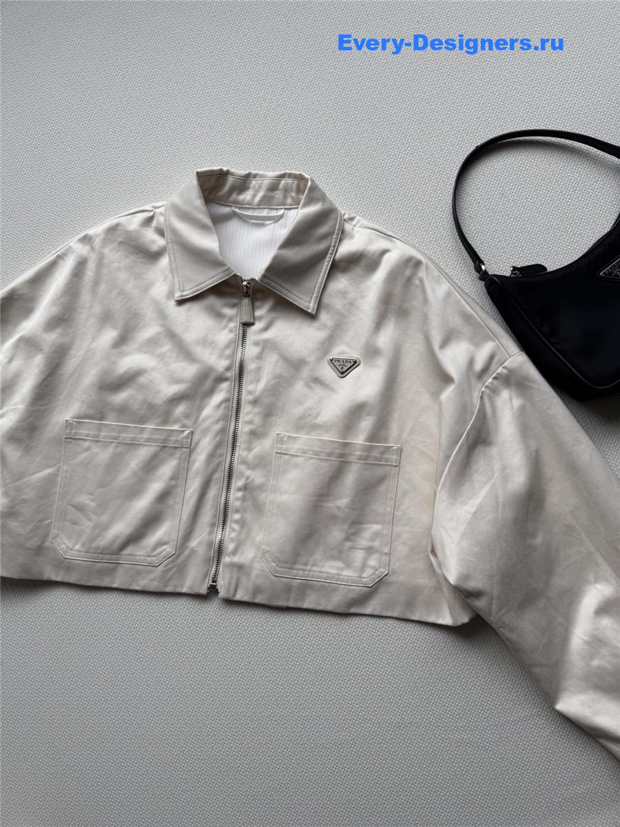 Pra*a white denim blouson jacket