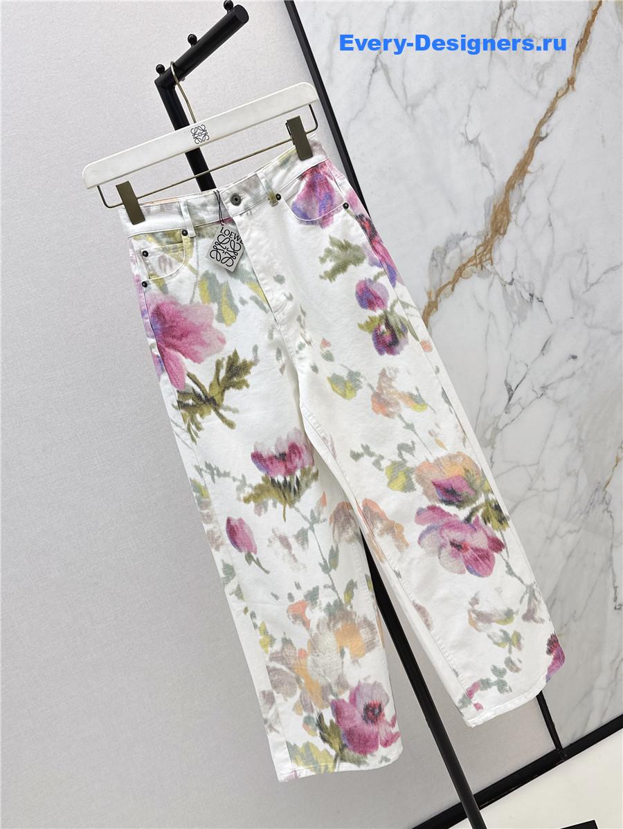 L0ew* floral-print wide-leg jeans