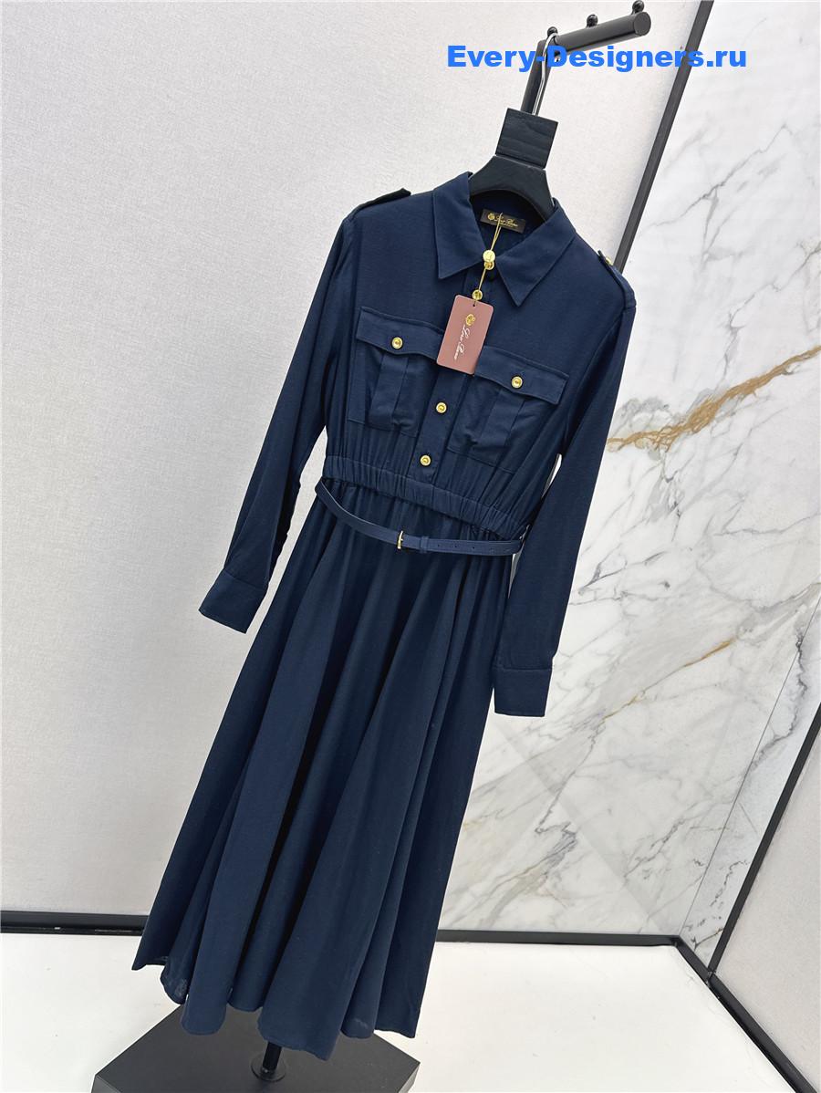 L0r0 P1ana shirt collar long sleeve shirt dress