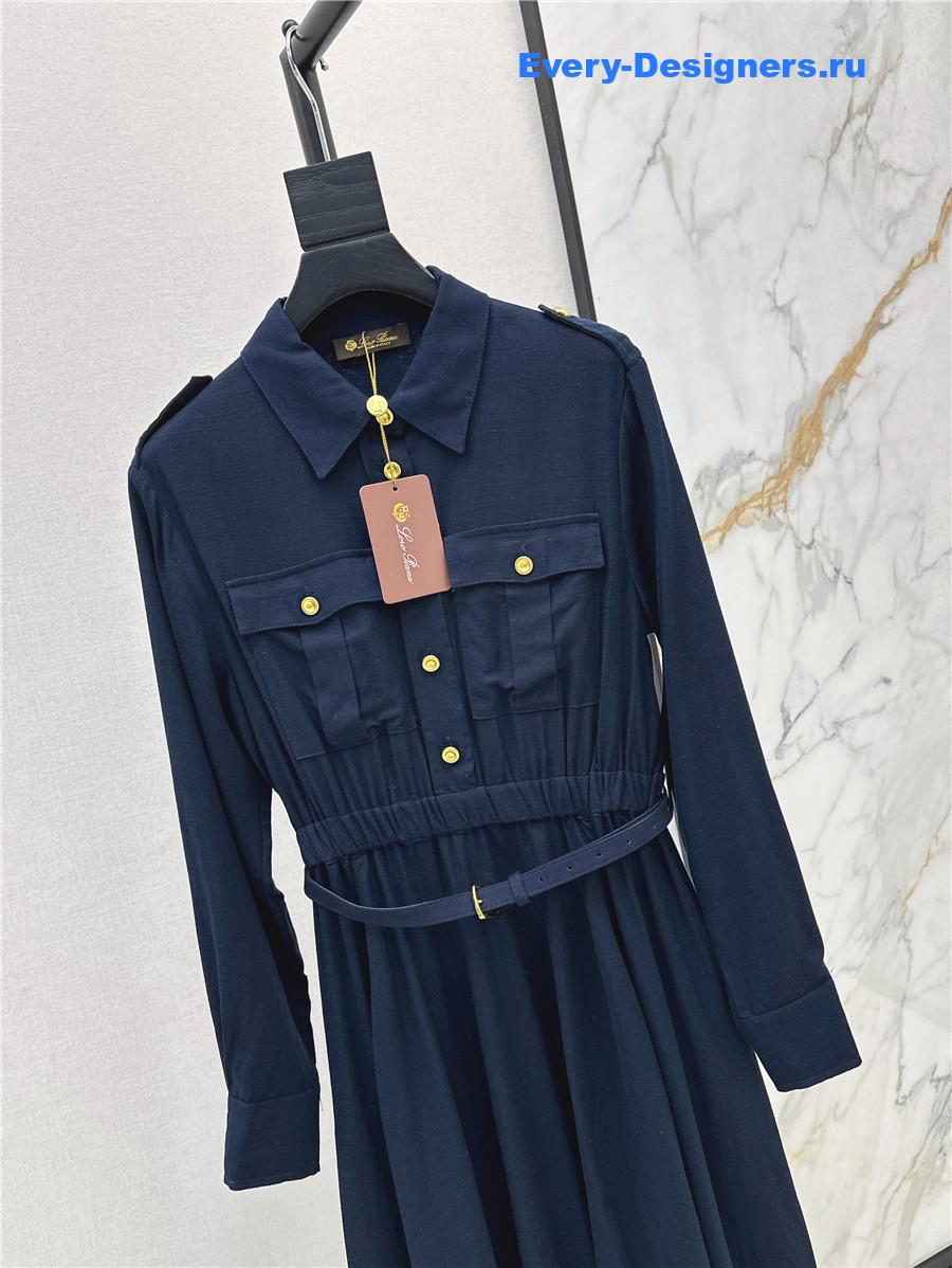L0r0 P1ana shirt collar long sleeve shirt dress
