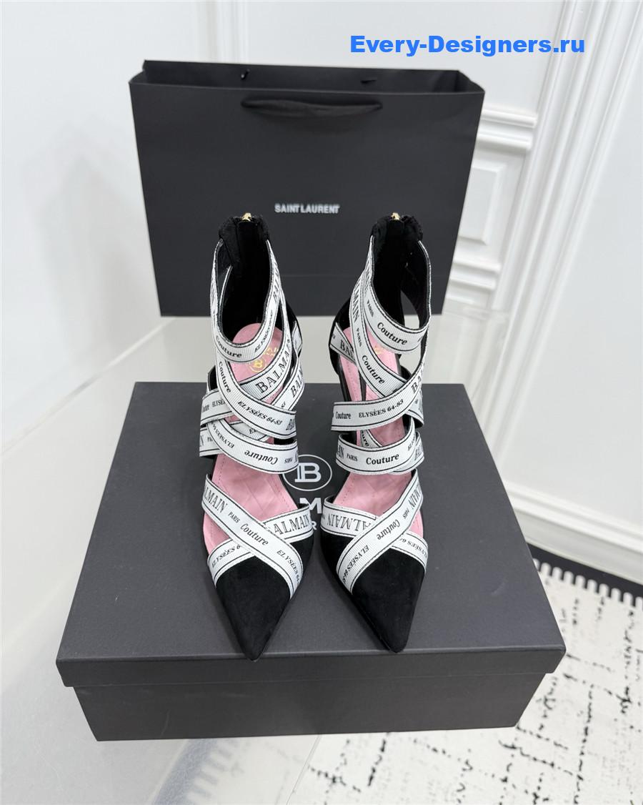 Balmain White Ribbon Pumps
