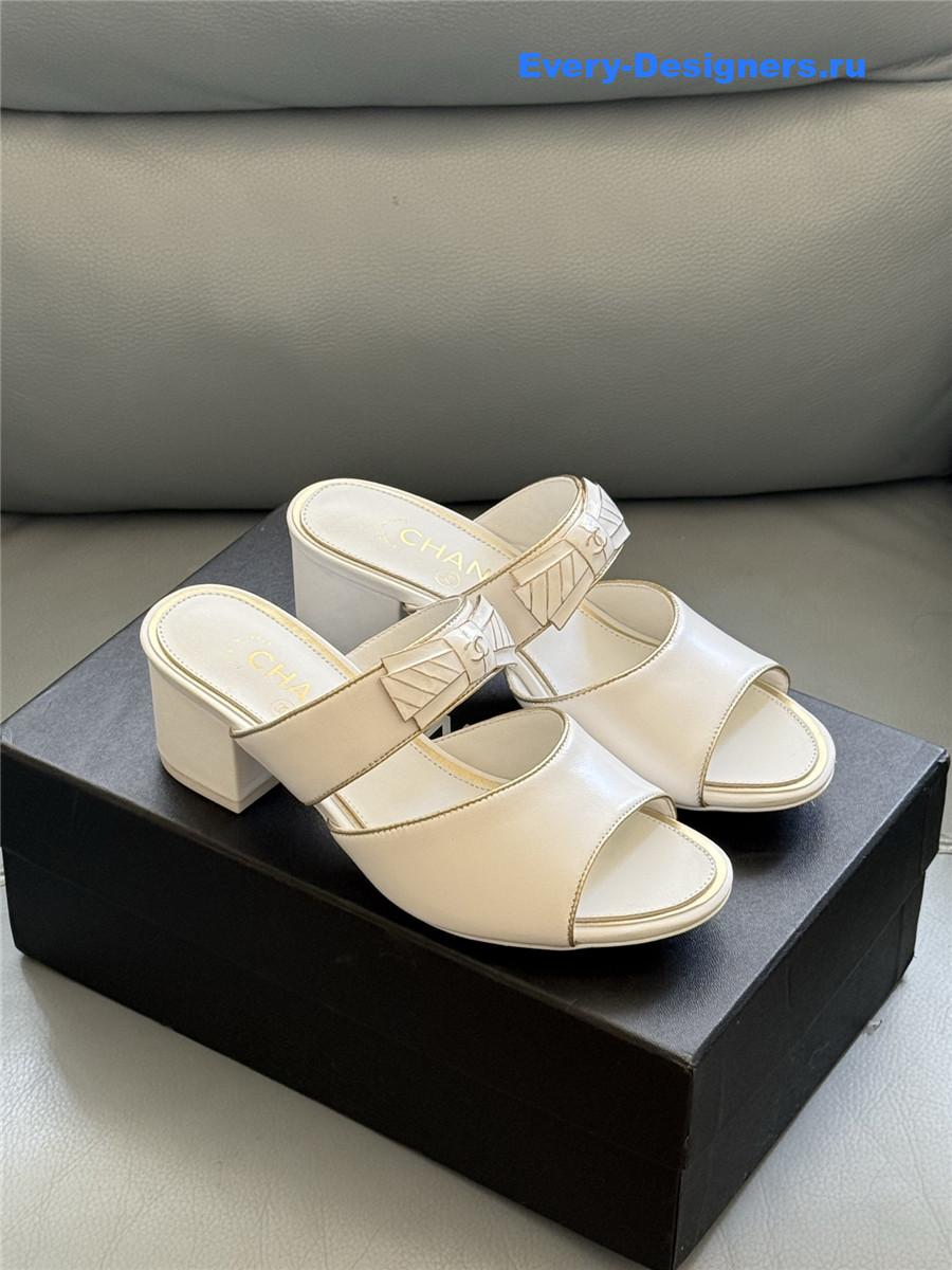 Ch**el white bowknot sandals