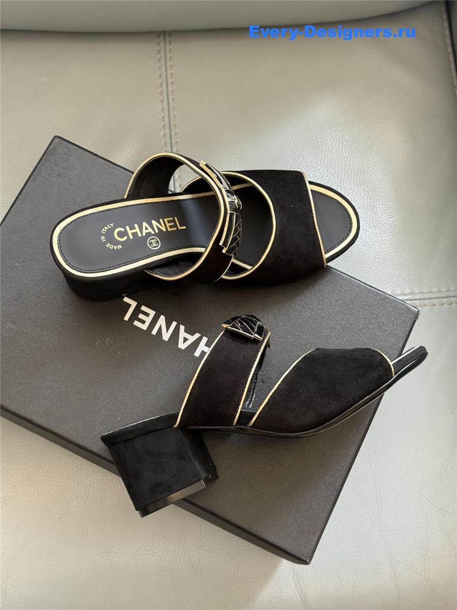 Ch**el black bowknot sandals