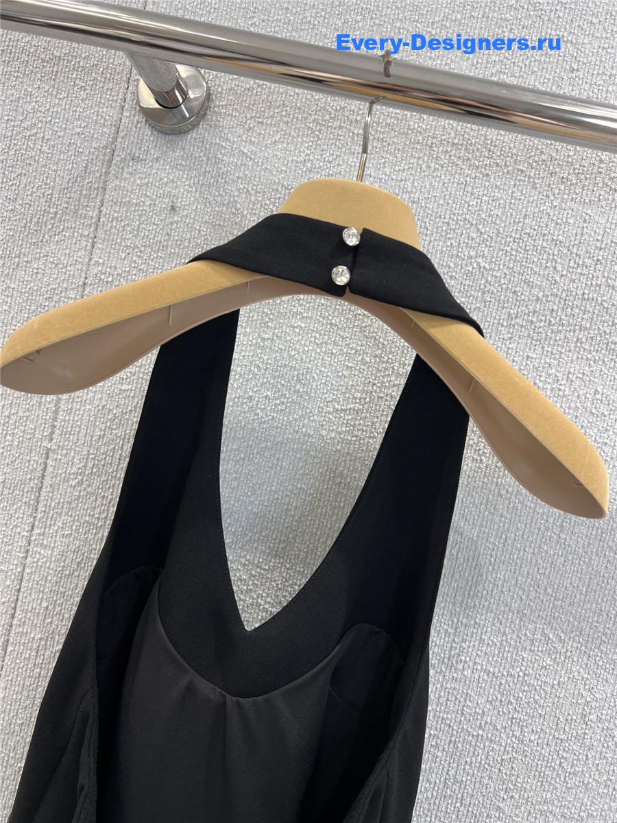 Miu Miu Black Beaded V-Neck Dress