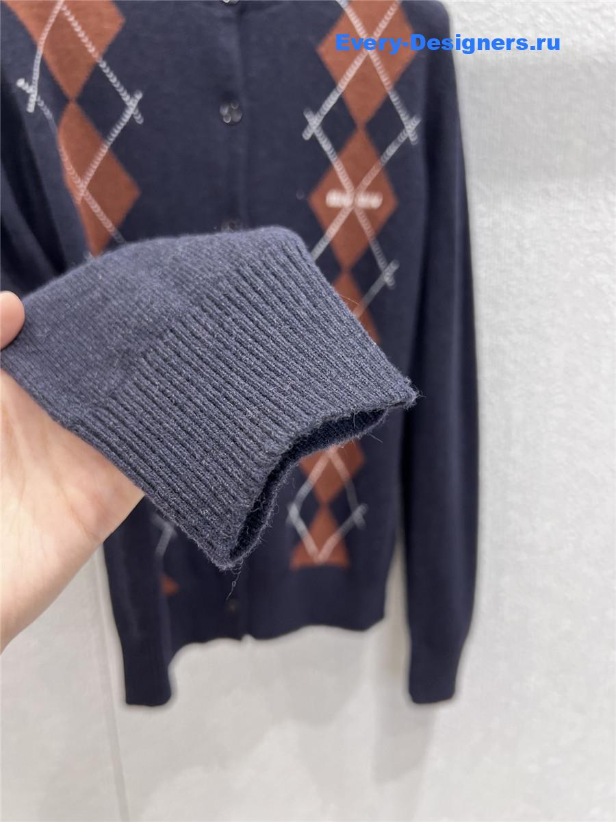 Miu Miu Blue Argyle Cardigan
