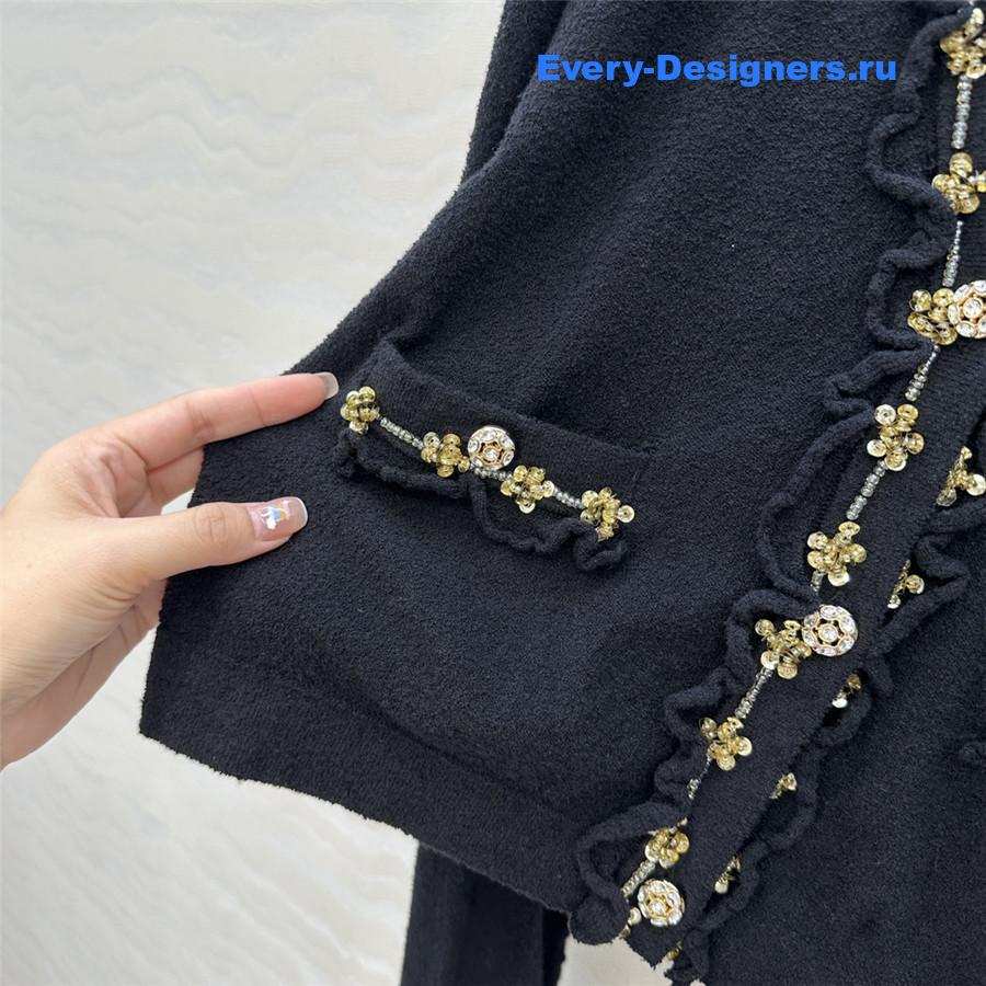 Ch**el ruffled lace knitted v-neck cardigan