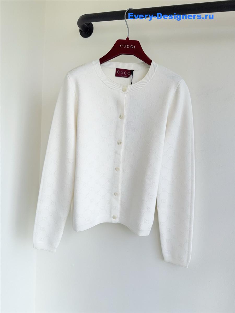 Gvc*1 white jacquard knit cardigan
