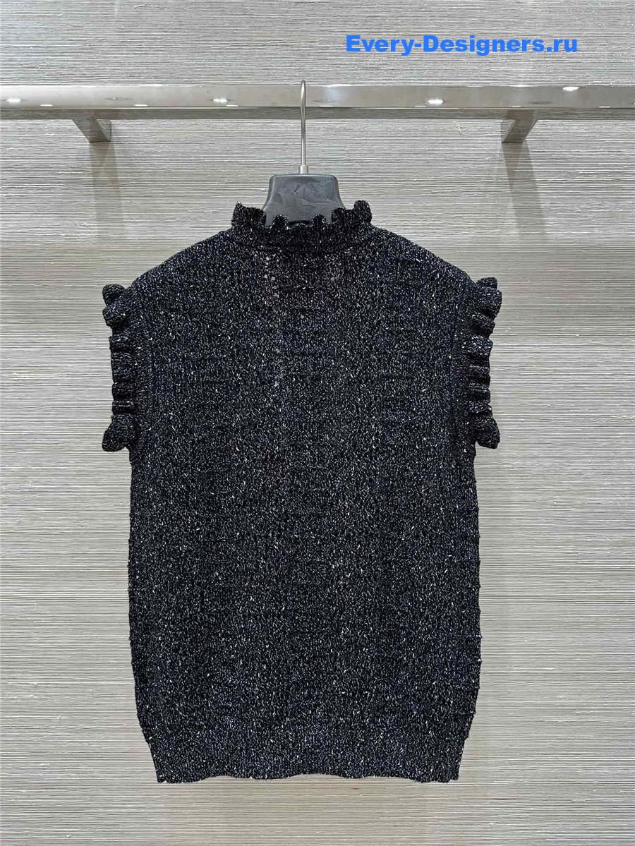 Ch**el coco black knit vest