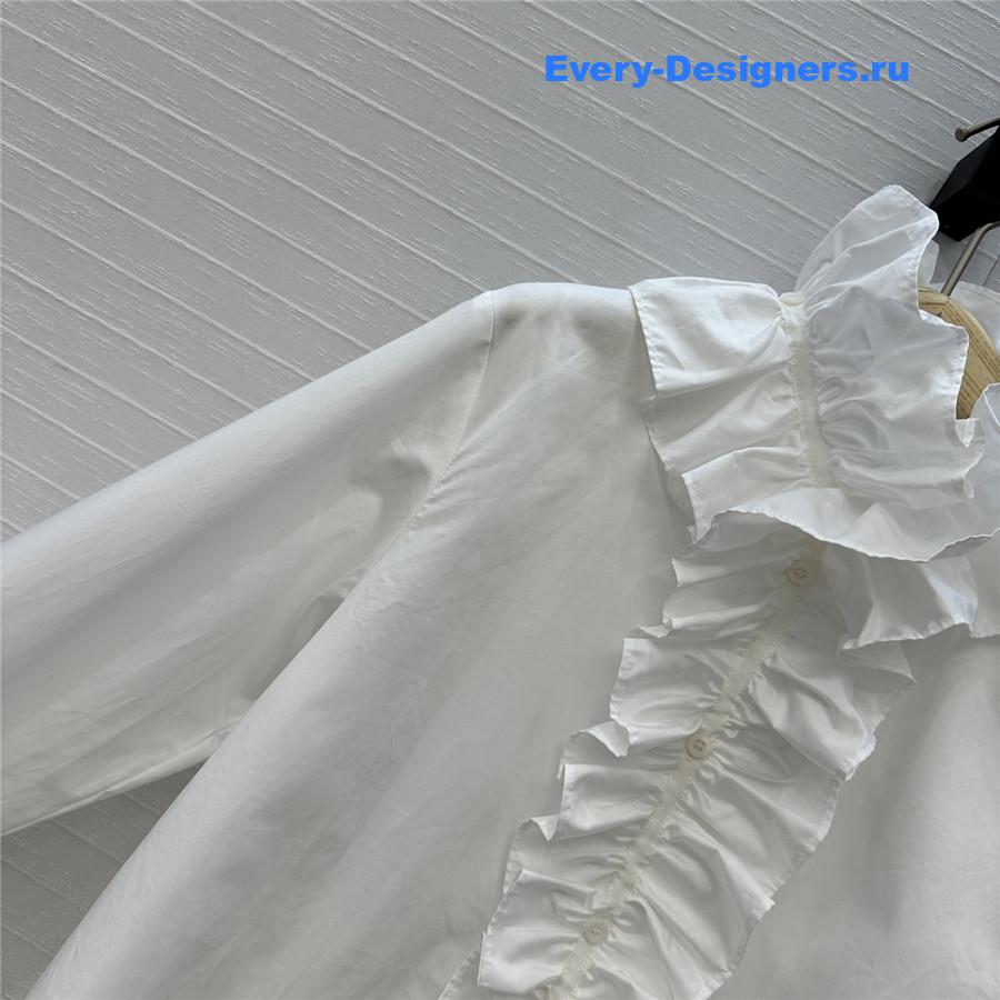 D10r white ribbon ruffled shirt
