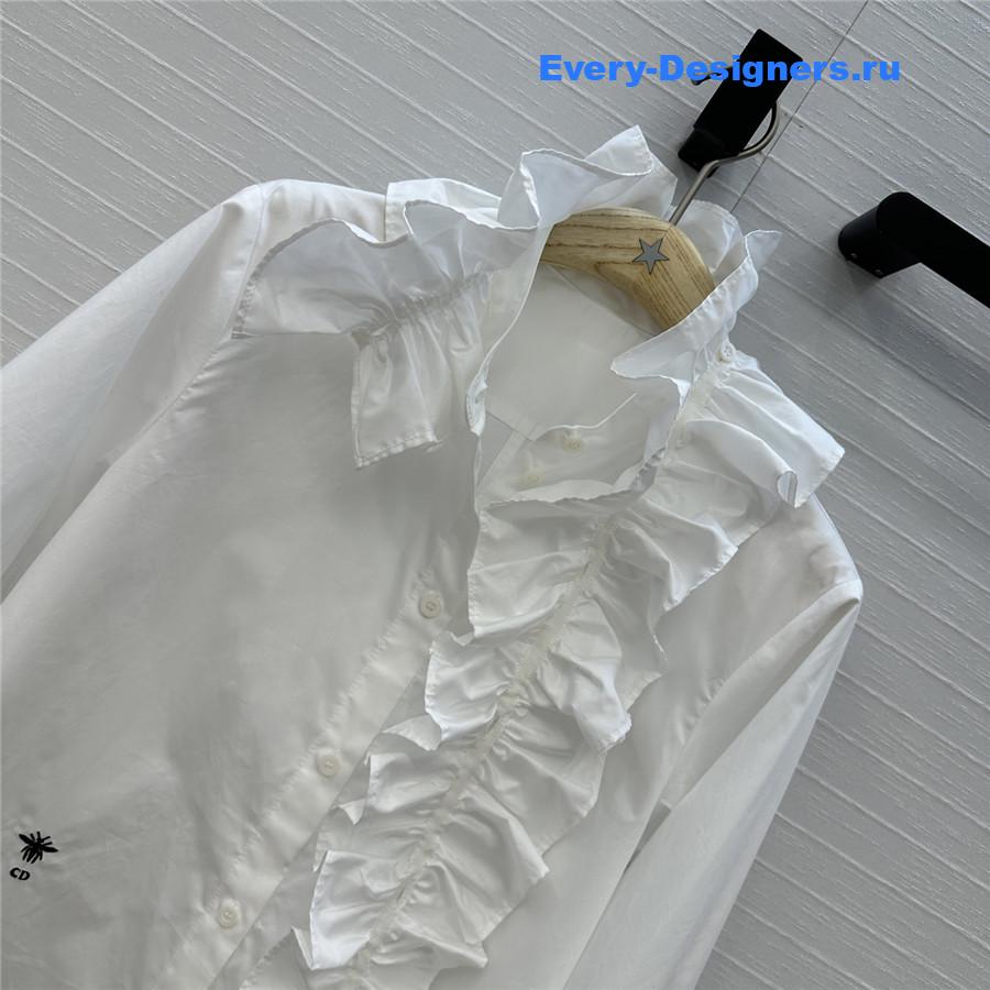 D10r white ribbon ruffled shirt